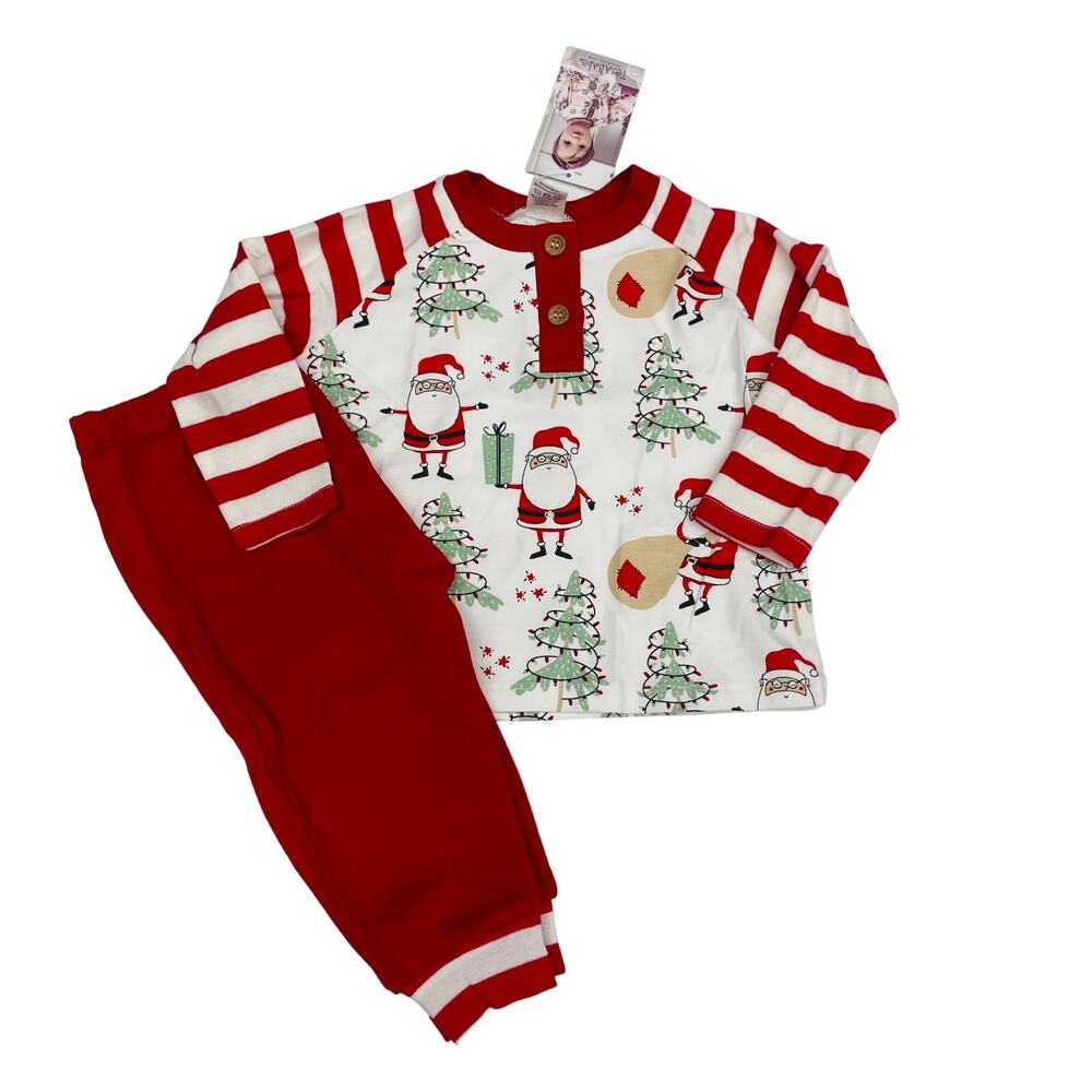 NWT Tesa Babe 12-18M Here Comes Santa Henley Set